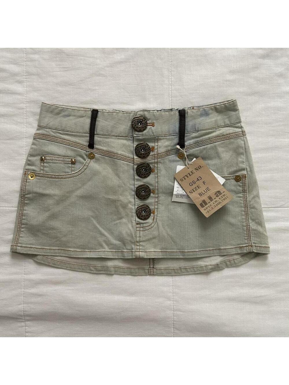 d.i.a. NWT Blue Denim Mini Skirt Exposed Buttons Gyaru Size XS Japan